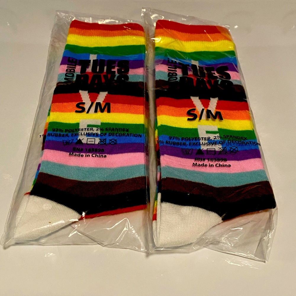 New, Never Worn Rainbow Trans Socks